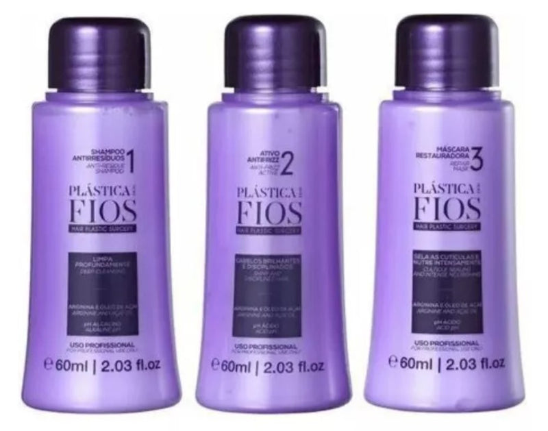 KIT CADIVEU PLÁSTICA DOS FIOS PROFESSIONAL - 3 PRODUCTS 60ML