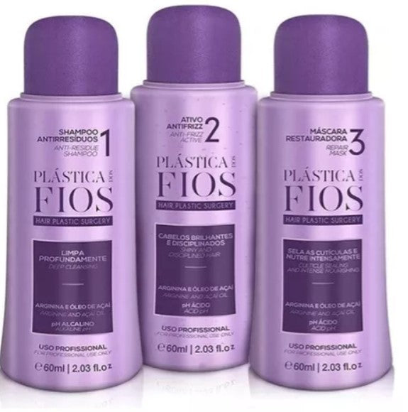KIT CADIVEU PLÁSTICA DOS FIOS PROFESSIONAL - 3 PRODUCTS 60ML