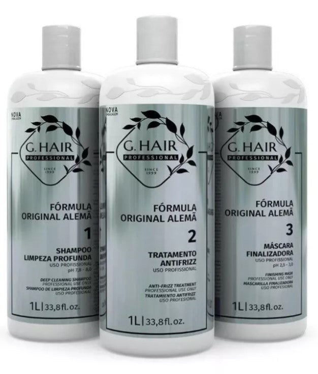 G.Hair German Progressive Brush – 3x1L Professional Hair Straightening Kit