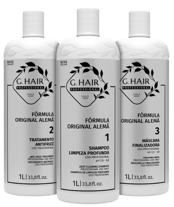 G.Hair German Progressive Brush – 3x1L Professional Hair Straightening Kit