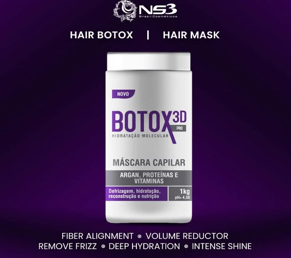 NS3 BRASIL COSMETICS BOTOX 3D PRO HAIR MASK TREATMENT 35.3OZ