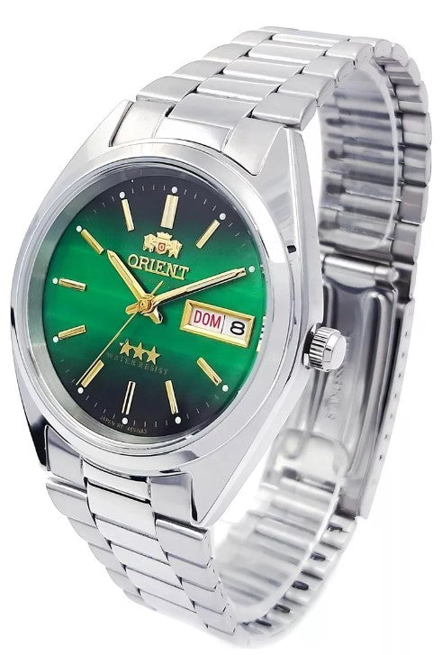 ORIENT 469WA3F SILVER STAINLESS STEEL WRISTWATCH WITH GREEN DIAL