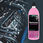 Vintex Removex alkaline degreaser melting heavy oil, grease, and mud from vehicle undercarriage