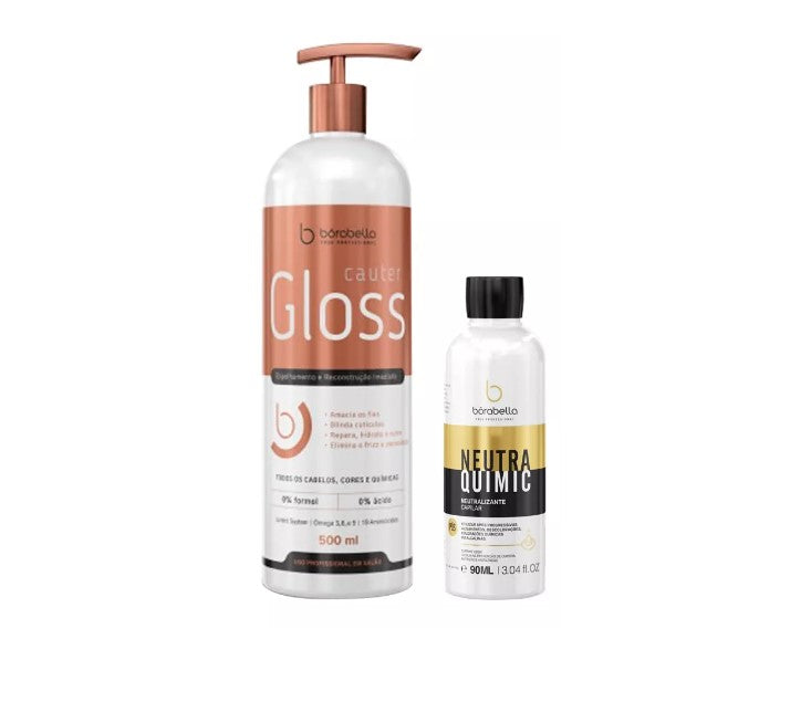 BRAZILIAN HAIR CAUTERIZER, CAUTER GLOSS 500ML + NEUTRAQUIMC 90ML