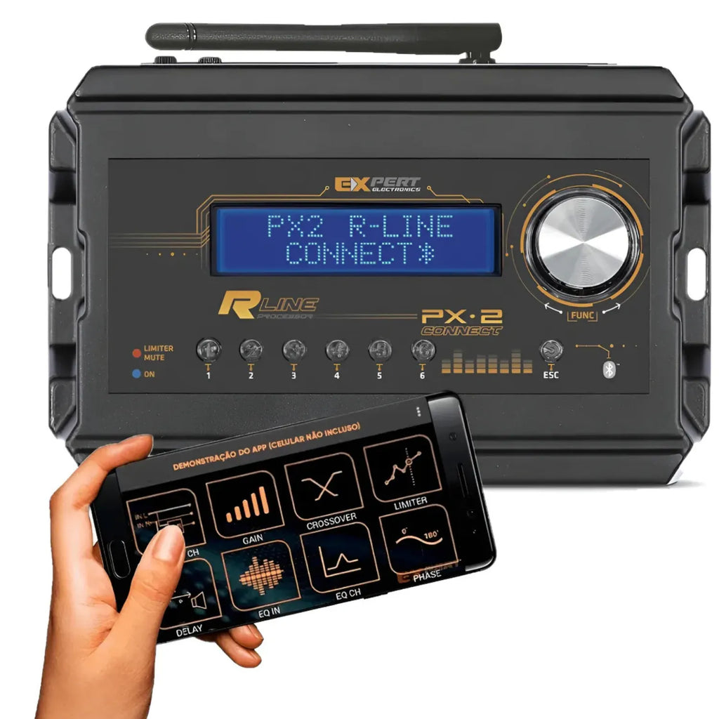 Expert Electronics PX-2 R Connect DSP showing 6 independent output channels and digital inputs