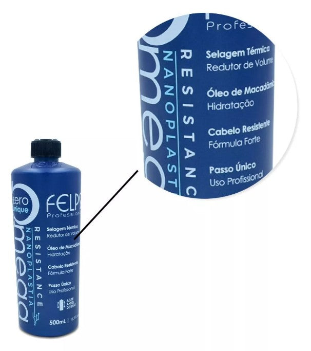 Professional Felps Brazilian Progressive Brush Omega Zero Single Nanoplasty 500ml/16.9fl.oz
