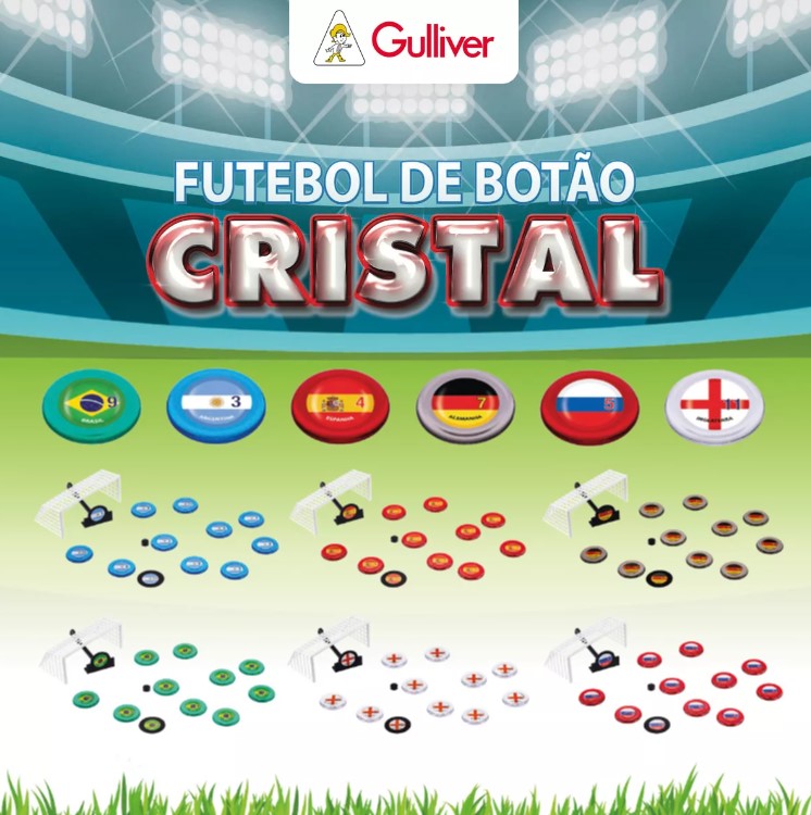 CRYSTAL BUTTON SOCCER GAME GULLIVER 6 TEAMS