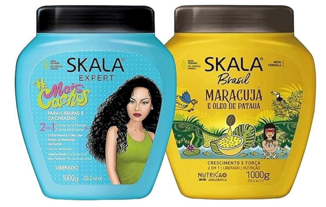 SKALA Hair Type 3ABC - Mais Cachos & Passion Fruit Combo - Hydrate Curls, Eliminate Anti Frizz, For Curly Hair 2-IN-1 Conditioning Treatment & Cream
