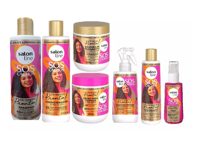 SALON LINE SOS CURLS (DE REPENTE PRONTA) ! COMPLETE KIT 7 PIECES