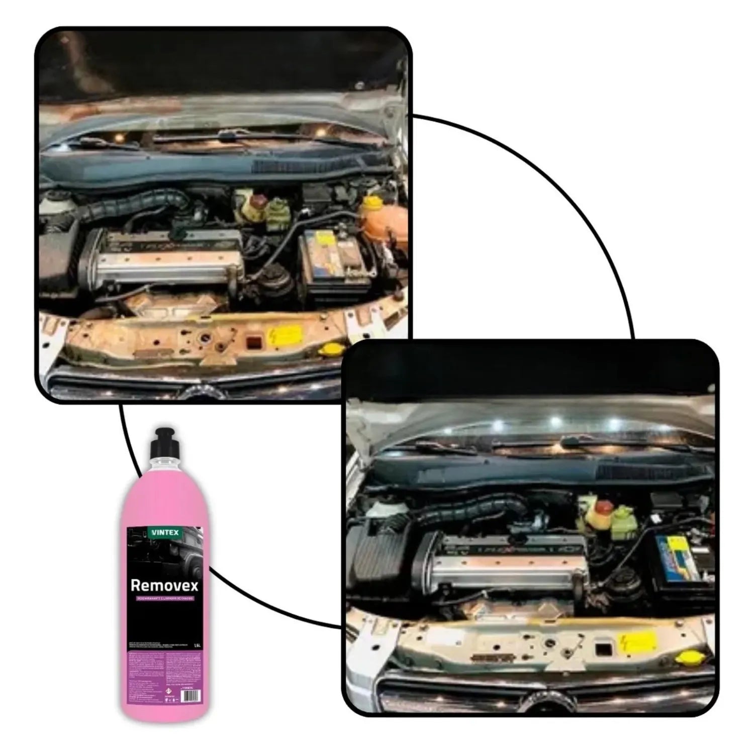 Vintex Removex 1.5L applied on wheel well removing caked mud and tough mechanical grease 