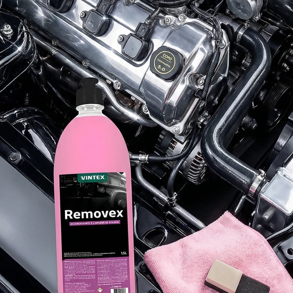 Vintex Removex professional-grade chassis cleaner diluted in pump sprayer for targeted application