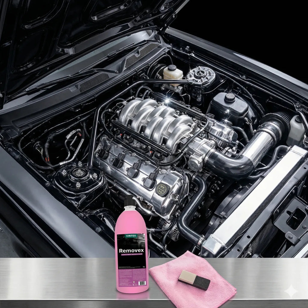 Vintex Removex high-yield concentrate degreaser trusted by detail shops for engine bay and undercarriage cleaning

