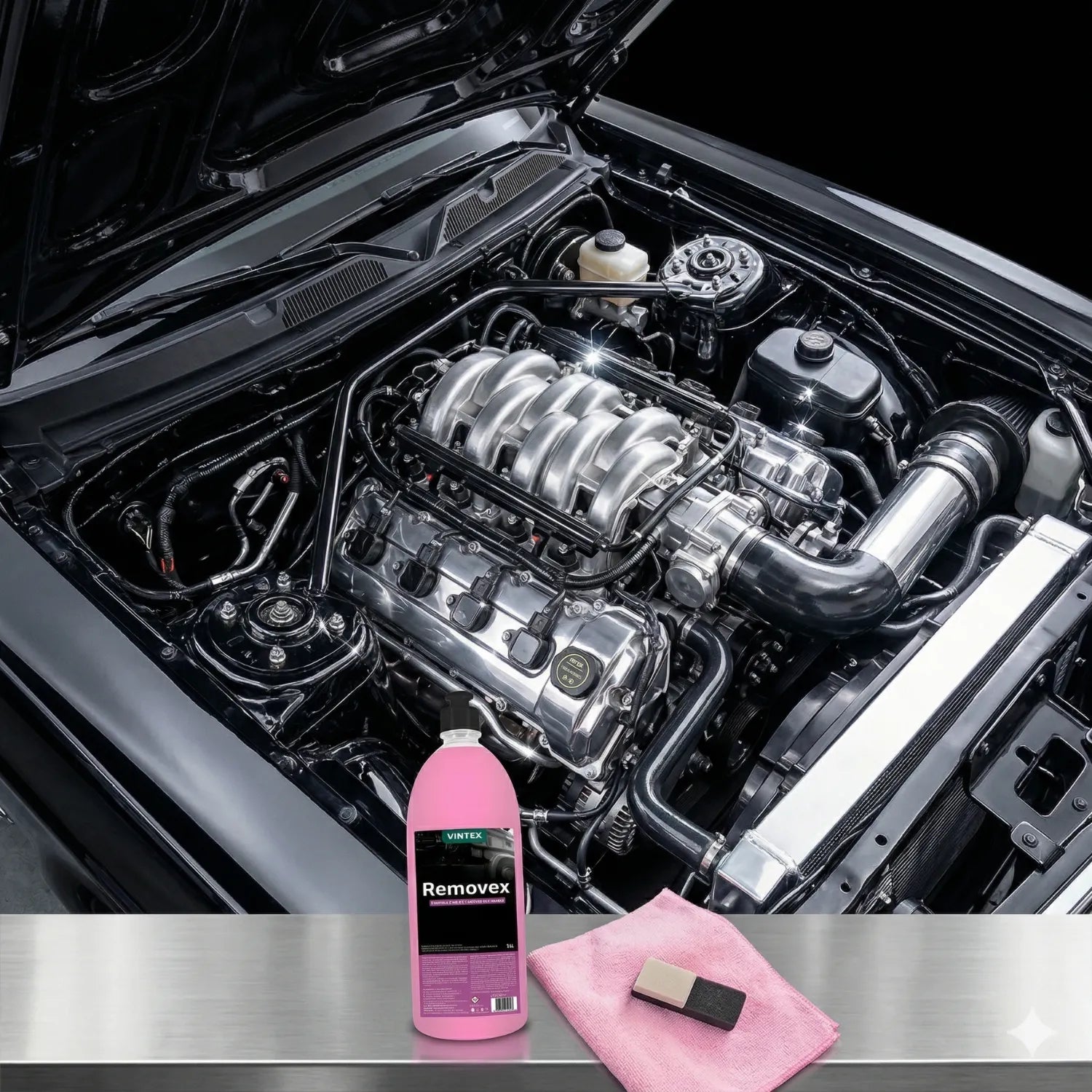 Vintex Removex high-yield concentrate degreaser trusted by detail shops for engine bay and undercarriage cleaning


