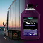 Vintex Alumax heavy-duty cleaner applied on vehicle undercarriage removing oxidation and crusted dirt