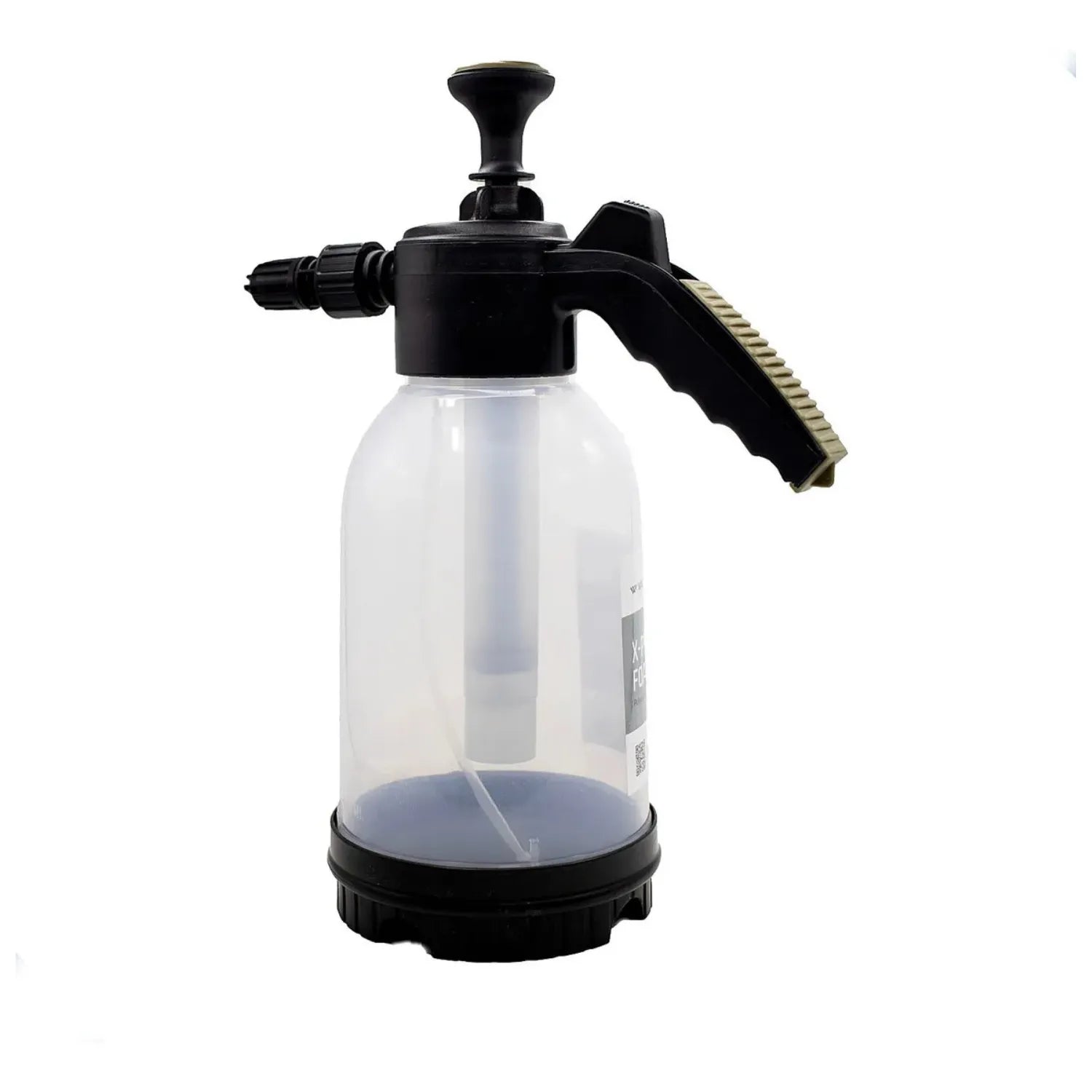 Waxtreme X-Press pump sprayer applying dense snow foam suds on car surface without pressure washer